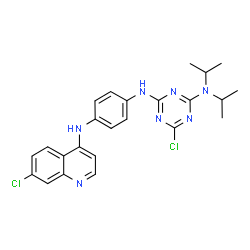 ChemSpider 2D Image | 6-Chloro-N'-{4-[(7-chloro-4-quinolinyl)amino]phenyl}-N,N-diisopropyl-1,3,5-triazine-2,4-diamine | C24H25Cl2N7