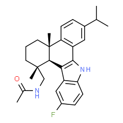 ChemSpider 2D Image | N-{[(1R,4aS,13cR)-12-Fluoro-7-isopropyl-1,4a-dimethyl-2,3,4,4a,9,13c-hexahydro-1H-dibenzo[a,c]carbazol-1-yl]methyl}acetamide | C28H33FN2O
