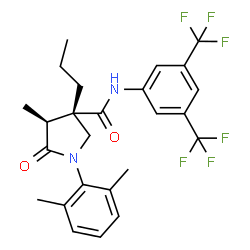 ChemSpider 2D Image | (3S,4S)-N-[3,5-Bis(trifluoromethyl)phenyl]-1-(2,6-dimethylphenyl)-4-methyl-5-oxo-3-propyl-3-pyrrolidinecarboxamide | C25H26F6N2O2