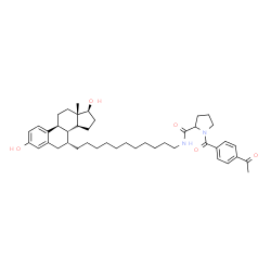 ChemSpider 2D Image | 1-(4-Acetylbenzoyl)-N-{11-[(7beta,8xi,9beta,13alpha,14beta,17alpha)-3,17-dihydroxyestra-1(10),2,4-trien-7-yl]undecyl}prolinamide | C43H60N2O5