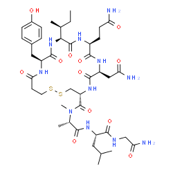 ChemSpider 2D Image | N-{[(4R,7S,10S,13S,16S)-7-(2-Amino-2-oxoethyl)-10-(3-amino-3-oxopropyl)-13-[(2S)-2-butanyl]-16-(4-hydroxybenzyl)-6,9,12,15,18-pentaoxo-1,2-dithia-5,8,11,14,17-pentaazacycloicosan-4-yl]carbonyl}-N-meth
yl-L-alanyl-L-leucylglycinamide | C42H65N11O12S2
