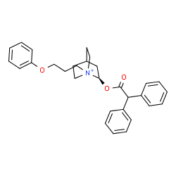 ChemSpider 2D Image | (2R)-2-(2,2-Diphenylacetoxy)-1-(3-phenoxypropyl)-1-azoniabicyclo[2.2.2]octane | C30H34NO3
