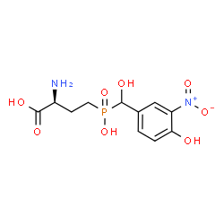 ChemSpider 2D Image | (2S)-2-Amino-4-{hydroxy[hydroxy(4-hydroxy-3-nitrophenyl)methyl]phosphoryl}butanoic acid | C11H15N2O8P