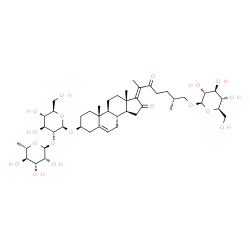 ChemSpider 2D Image | (3beta,17Z,25R)-26-(beta-D-Glucopyranosyloxy)-16,22-dioxocholesta-5,17-dien-3-yl 2-O-(6-deoxy-alpha-L-mannopyranosyl)-beta-D-glucopyranoside | C45H70O18
