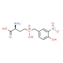 ChemSpider 2D Image | (2S)-2-Amino-4-[hydroxy(4-hydroxy-3-nitrobenzyl)phosphoryl]butanoic acid | C11H15N2O7P