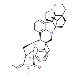 ChemSpider 2D Image | Methyl (1R,4S,7S,14R,20R,21S,24E,26S,38S,39S)-24-ethylidene-39-methyl-3,11,22,27-tetraazadodecacyclo[20.11.2.1~3,15~.1~4,7~.1~7,11~.1~21,25~.0~1,20~.0~4,14~.0~14,38~.0~19,37~.0~20,27~.0~28,33~]nonatri
aconta-15(37),16,18,28,30,32-hexaene-26-carboxylate | C40H46N4O2