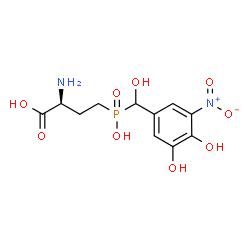 ChemSpider 2D Image | (2S)-2-Amino-4-{[(3,4-dihydroxy-5-nitrophenyl)(hydroxy)methyl](hydroxy)phosphoryl}butanoic acid | C11H15N2O9P