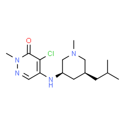 ChemSpider 2D Image | 4-Chloro-5-{[(3R,5S)-5-isobutyl-1-methyl-3-piperidinyl]amino}-2-methyl-3(2H)-pyridazinone | C15H25ClN4O