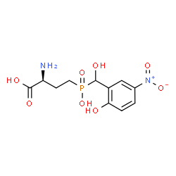 ChemSpider 2D Image | (2S)-2-Amino-4-{hydroxy[hydroxy(2-hydroxy-5-nitrophenyl)methyl]phosphoryl}butanoic acid | C11H15N2O8P