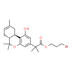 ChemSpider 2D Image | 3-Bromopropyl 2-[(6aR,10aR)-1-hydroxy-6,6,9-trimethyl-6a,7,10,10a-tetrahydro-6H-benzo[c]chromen-3-yl]-2-methylpropanoate | C23H31BrO4