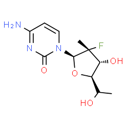 ChemSpider 2D Image | 4-Amino-1-(2,6-dideoxy-2-fluoro-2-methyl-alpha-L-talofuranosyl)-2(1H)-pyrimidinone | C11H16FN3O4