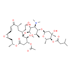 ChemSpider 2D Image | (2S,3S,4R,6S)-6-{[(2R,3S,4R,5R,6S)-6-{[(1R,3R,7R,8S,9S,10R,12R,14E,16S)-7-Acetoxy-8-methoxy-3,12-dimethyl-5,13-dioxo-10-(2-oxoethyl)-4,17-dioxabicyclo[14.1.0]heptadec-14-en-9-yl]oxy}-4-(dimethylamino)
-5-hydroxy-2-methyltetrahydro-2H-pyran-3-yl]oxy}-4-hydroxy-2,4-dimethyltetrahydro-2H-pyran-3-yl 3-methylbutanoate (non-preferred name) | C42H67NO16