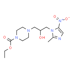 ChemSpider 2D Image | Ethyl 4-[2-hydroxy-3-(2-methyl-5-nitro-1H-imidazol-1-yl)propyl]-1-piperazinecarboxylate | C14H23N5O5