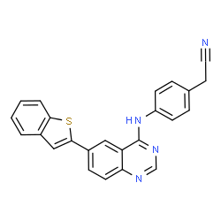 ChemSpider 2D Image | (4-{[6-(1-Benzothiophen-2-yl)-4-quinazolinyl]amino}phenyl)acetonitrile | C24H16N4S