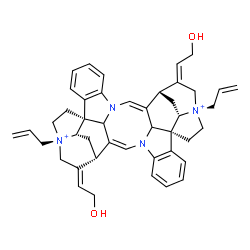 ChemSpider 2D Image | (1R,9Z,11S,13S,14R,17R,25Z,27S,28Z,30R,33S,37E)-14,30-Diallyl-28,37-bis(2-hydroxyethylidene)-8,24-diaza-14,30-diazoniaundecacyclo[25.5.2.2~11,14~.1~1,8~.1~10,17~.0~2,7~.0~13,17~.0~18,23~.0~24,35~.0~26
,38~.0~30,33~]octatriaconta-2,4,6,9,18,20,22,25-octaene | C44H50N4O2