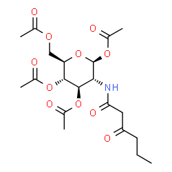 ChemSpider 2D Image | 1,3,4,6-Tetra-O-acetyl-2-deoxy-2-[(3-oxohexanoyl)amino]-beta-D-glucopyranose | C20H29NO11