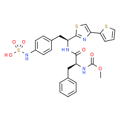 ChemSpider 2D Image | Nalpha-(Methoxycarbonyl)-N-{(1S)-2-[4-(sulfoamino)phenyl]-1-[4-(2-thienyl)-1,3-thiazol-2-yl]ethyl}-L-phenylalaninamide | C26H26N4O6S3