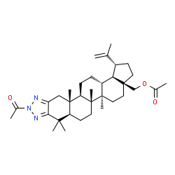 ChemSpider 2D Image | [(1R,3aS,5aR,5bR,7aR,12aR,12bR,14aR,14bR)-10-Acetyl-1-isopropenyl-5a,5b,8,8,12a-pentamethyl-2,3,4,5,5a,5b,6,7,7a,8,10,12,12a,12b,13,14,14a,14b-octadecahydrocyclopenta[7,8]chryseno[2,3-d][1,2,3]triazol
-3a(1H)-yl]methyl acetate | C34H51N3O3