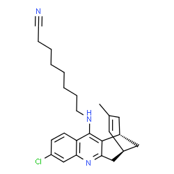 ChemSpider 2D Image | 8-{[(1S,13S)-7-Chloro-15-methyl-10-azatetracyclo[11.3.1.0~2,11~.0~4,9~]heptadeca-2,4(9),5,7,10,14-hexaen-3-yl]amino}octanenitrile | C25H30ClN3