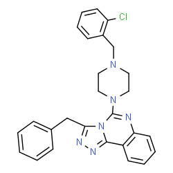ChemSpider 2D Image | 3-Benzyl-5-[4-(2-chlorobenzyl)-1-piperazinyl][1,2,4]triazolo[4,3-c]quinazoline | C27H25ClN6
