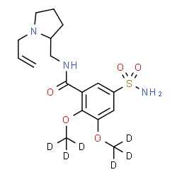 ChemSpider 2D Image | N-[(1-Allyl-2-pyrrolidinyl)methyl]-2,3-bis[(~2~H_3_)methyloxy]-5-sulfamoylbenzamide | C17H19D6N3O5S