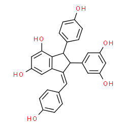 ChemSpider 2D Image | (1Z)-2-(3,5-Dihydroxyphenyl)-1-(4-hydroxybenzylidene)-3-(4-hydroxyphenyl)-4,6-indanediol | C28H22O6