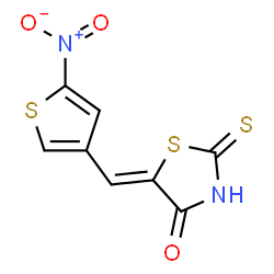 ChemSpider 2D Image | (5Z)-5-[(5-Nitro-3-thienyl)methylene]-2-thioxo-1,3-thiazolidin-4-one | C8H4N2O3S3