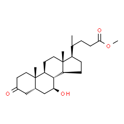 ChemSpider 2D Image | Methyl (5beta,7beta,20xi)-7-hydroxy-3-oxocholan-24-oate | C25H40O4