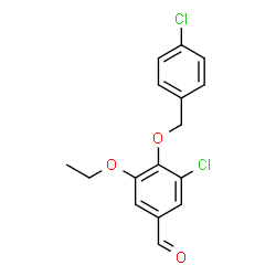 ChemSpider 2D Image | 3-Chloro-4-[(4-chlorobenzyl)oxy]-5-ethoxybenzaldehyde | C16H14Cl2O3