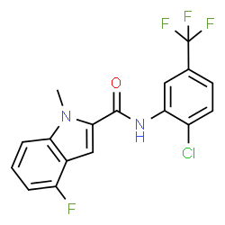 ChemSpider 2D Image | N-[2-Chloro-5-(trifluoromethyl)phenyl]-4-fluoro-1-methyl-1H-indole-2-carboxamide | C17H11ClF4N2O