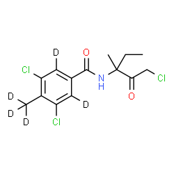 ChemSpider 2D Image | 3,5-Dichloro-N-(1-chloro-3-methyl-2-oxo-3-pentanyl)-4-(~2~H_3_)methyl(~2~H_2_)benzamide | C14H11D5Cl3NO2