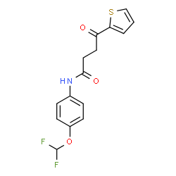 ChemSpider 2D Image | N-[4-(Difluoromethoxy)phenyl]-4-oxo-4-(2-thienyl)butanamide | C15H13F2NO3S