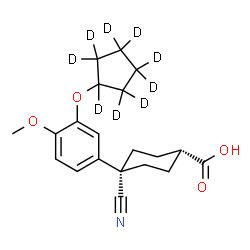 ChemSpider 2D Image | cis-4-Cyano-4-{3-[(~2~H_9_)cyclopentyloxy]-4-methoxyphenyl}cyclohexanecarboxylic acid | C20H16D9NO4