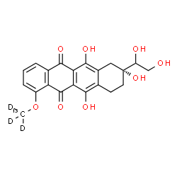 ChemSpider 2D Image | (8R)-8-(1,2-Dihydroxyethyl)-6,8,11-trihydroxy-1-[(~13~C,~2~H_3_)methyloxy]-7,8,9,10-tetrahydro-5,12-tetracenedione | C2013CH17D3O8
