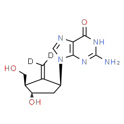 ChemSpider 2D Image | 2-Amino-9-[(1S,3R,4S)-4-hydroxy-3-(hydroxymethyl)-2-(~2~H_2_)methylenecyclopentyl]-1,9-dihydro-6H-purin-6-one | C12H13D2N5O3