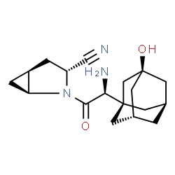 ChemSpider 2D Image | (1S,3R,5S)-2-{(2S)-2-Amino-2-[(1r,3R,5R,7S)-3-hydroxyadamantan-1-yl]acetyl}-2-azabicyclo[3.1.0]hexane-3-carbonitrile | C18H25N3O2