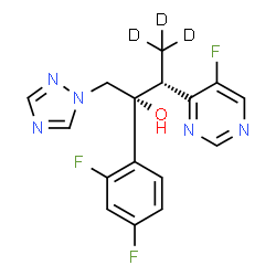 ChemSpider 2D Image | (2R,3R)-2-(2,4-Difluorophenyl)-3-(5-fluoro-4-pyrimidinyl)-1-(1H-1,2,4-triazol-1-yl)-2-(4,4,4-~2~H_3_)butanol | C16H11D3F3N5O