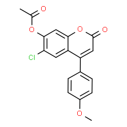 ChemSpider 2D Image | 6-Chloro-4-(4-methoxyphenyl)-2-oxo-2H-chromen-7-yl acetate | C18H13ClO5
