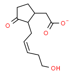 ChemSpider 2D Image | {2-[(2Z)-5-Hydroxy-2-penten-1-yl]-3-oxocyclopentyl}acetate | C12H17O4