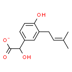 ChemSpider 2D Image | Hydroxy[4-hydroxy-3-(3-methyl-2-buten-1-yl)phenyl]acetate | C13H15O4