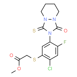 ChemSpider 2D Image | Methyl {[2-chloro-4-fluoro-5-(1-oxo-3-thioxotetrahydro-1H-[1,2,4]triazolo[1,2-a]pyridazin-2(3H)-yl)phenyl]sulfanyl}acetate | C15H15ClFN3O3S2