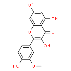 ChemSpider 2D Image | 3,5-Dihydroxy-2-(4-hydroxy-3-methoxyphenyl)-4-oxo-4H-chromen-7-olate | C16H11O7