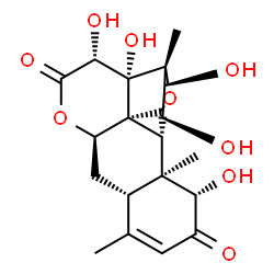 ChemSpider 2D Image | (1beta,11alpha,15beta)-1,11,12,14,15-Pentahydroxy-13,20-epoxypicras-3-ene-2,16-dione | C20H26O9