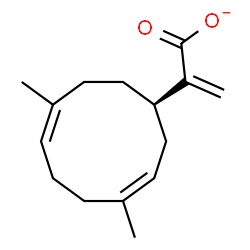 ChemSpider 2D Image | 2-[(1R,3Z,7Z)-4,8-Dimethyl-3,7-cyclodecadien-1-yl]acrylate | C15H21O2