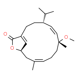 ChemSpider 2D Image | (4R,5Z,7R,10Z,13R)-4-Isopropyl-7-methoxy-7,11-dimethyl-14-oxabicyclo[11.2.1]hexadeca-1(16),5,10-trien-15-one | C21H32O3