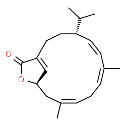 ChemSpider 2D Image | (4R,5Z,7Z,10Z,13R)-4-Isopropyl-7,11-dimethyl-14-oxabicyclo[11.2.1]hexadeca-1(16),5,7,10-tetraen-15-one | C20H28O2