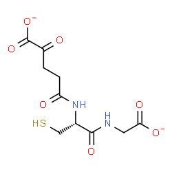 ChemSpider 2D Image | 5-({(2R)-1-[(Carboxylatomethyl)amino]-1-oxo-3-sulfanyl-2-propanyl}amino)-2,5-dioxopentanoatato(3-) | C10H12N2O7S