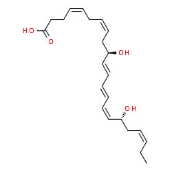 ChemSpider 2D Image | (4Z,7Z,10R,11E,13E,15Z,17R,19Z)-10,17-Dihydroxy-4,7,11,13,15,19-docosahexaenoato(2-) | C22H32O4