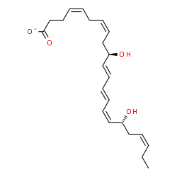 ChemSpider 2D Image | (4Z,7Z,10R,11E,13E,15Z,17R,19Z)-10,17-Dihydroxy-4,7,11,13,15,19-docosahexaenoate | C22H31O4