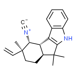 ChemSpider 2D Image | (6aS,9S,10R,10aS)-10-Isocyano-6,6,9-trimethyl-9-vinyl-5,6,6a,7,8,9,10,10a-octahydroindeno[2,1-b]indolato | C21H24N2